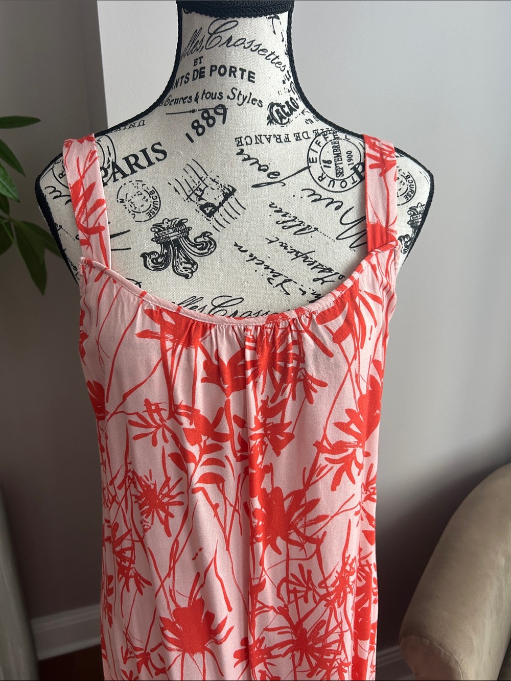 Coral Red Floral Strappy Maxi Dress